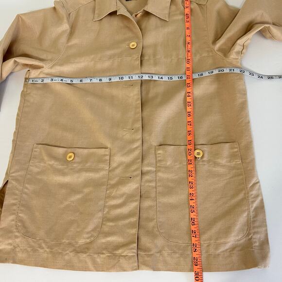 Vintage Liz Sport Linen Cotton Blazer Jacket Women’s Small Tan Oversized 90s Y2K - Picture 9 of 13